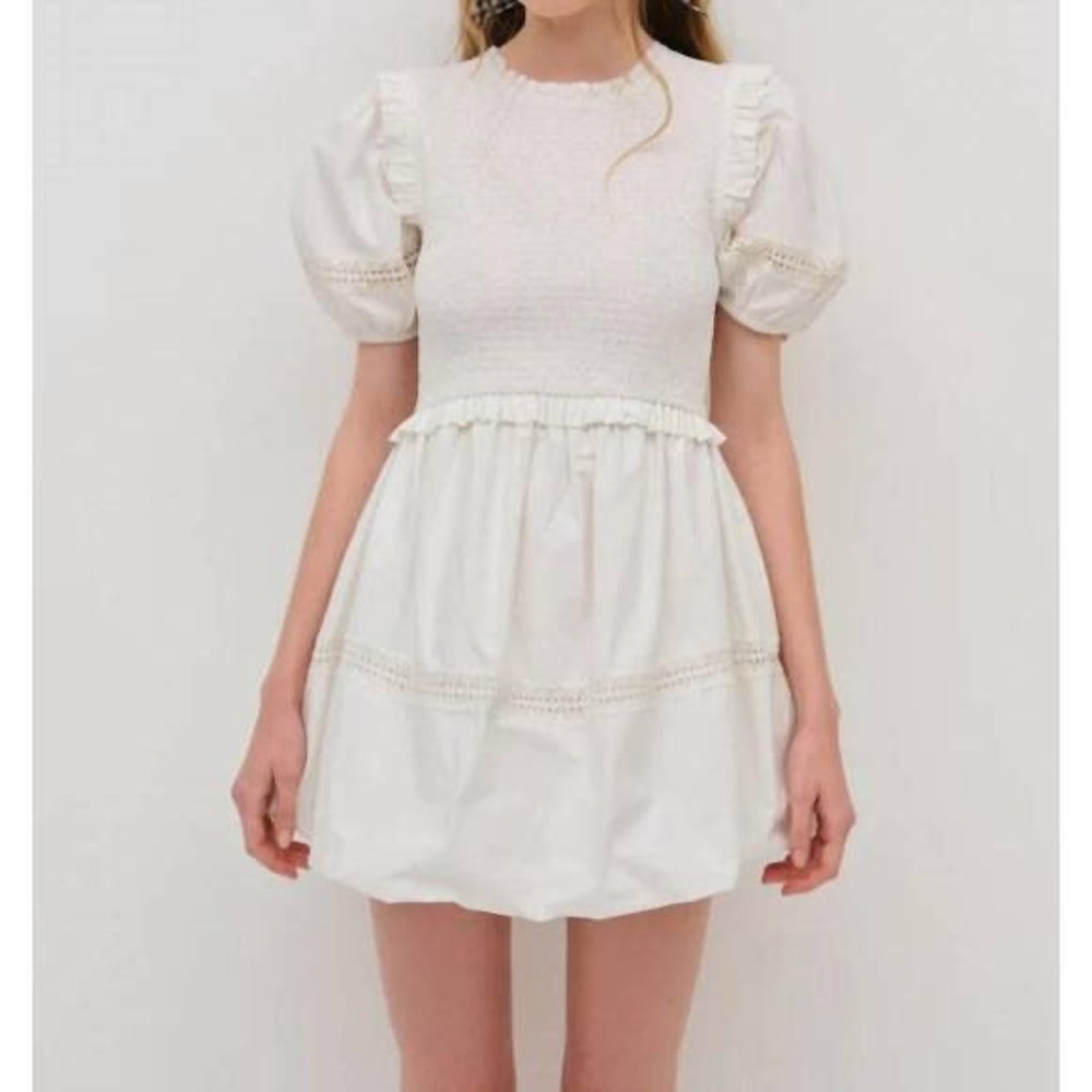 For Love and Lemons Sandy Mini Dress in White 100% Cotton Women's Size XS